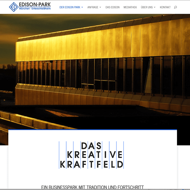 Webseite "Edison-Park" von Medienagentur Frisch erstellt
